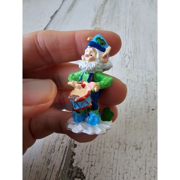 Enesco elf drums mini pewter North Pole village figurine Xmas zimnicki - Picture 2 of 8
